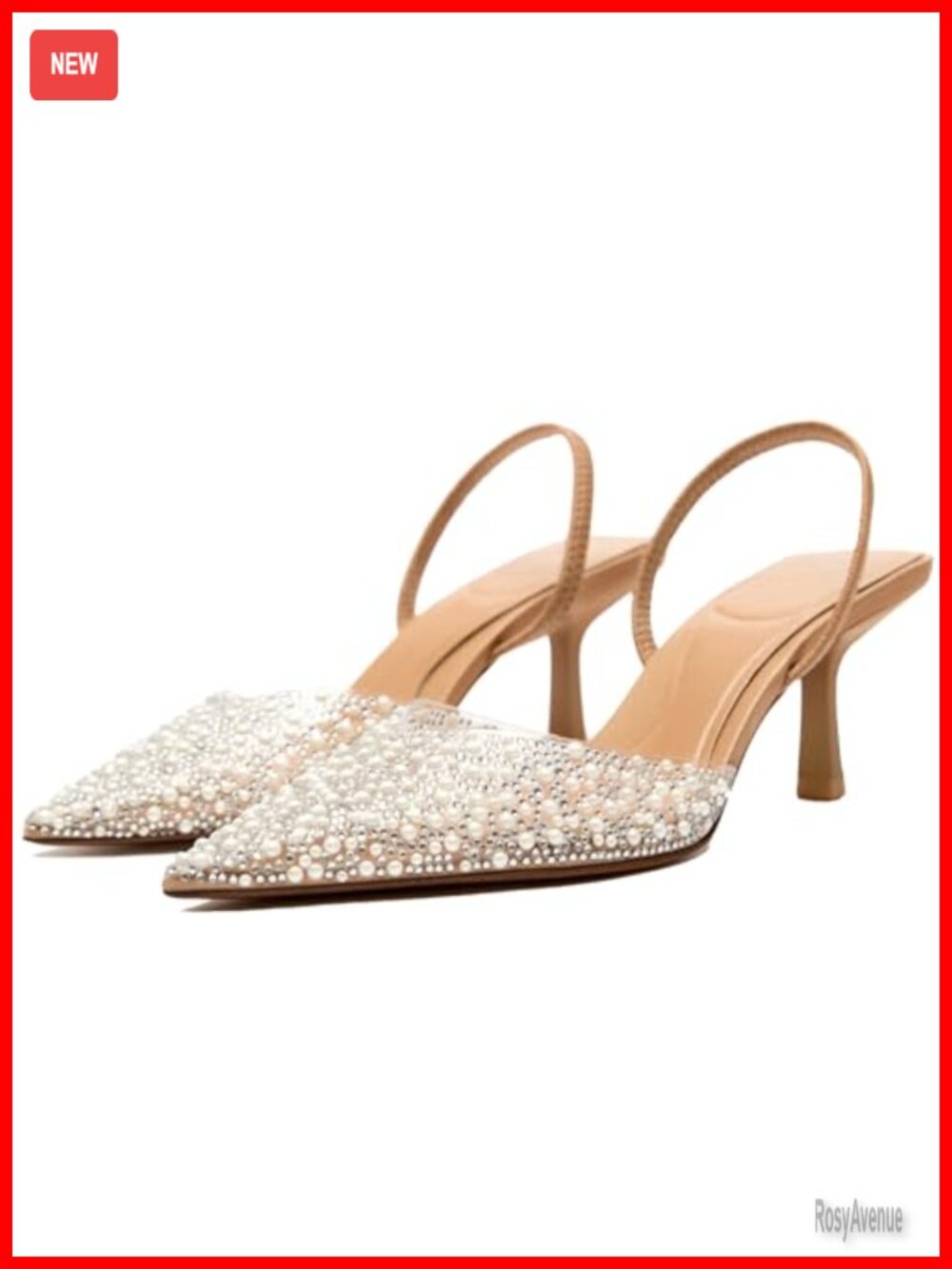 Women's Pointed Toe Kitten Heel Slingback Slip On Wedding Party Shoes